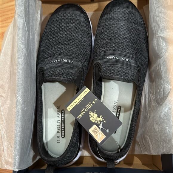 U.S. Polo Ass  Black Heather Grey Memory Foam Slip-On Sneakers - Picture 7 of 9